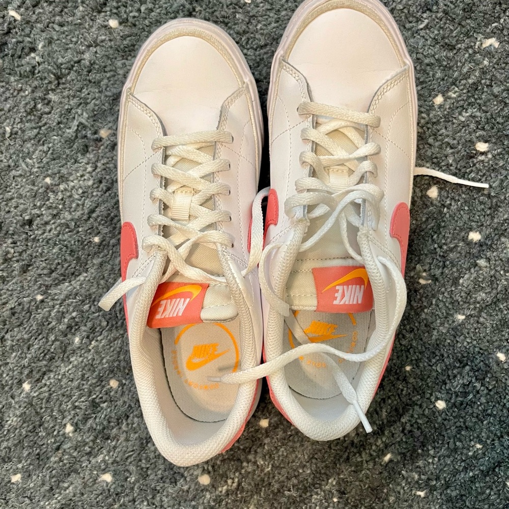 Nike leather White and Pink Retro-Inspired Sneakers